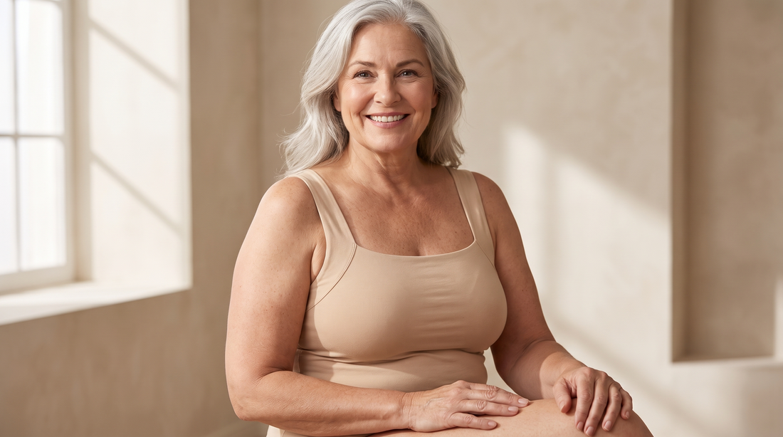 Femme grande taille en débardeur à soutien-gorge intégré beige confortable