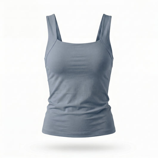 Débardeur à brassière intégrée belle SIMONE coloris bleu orage, sans armature
