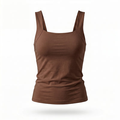 Débardeur à brassière intégrée belle SIMONE coloris café, maille extensible S à 6XL