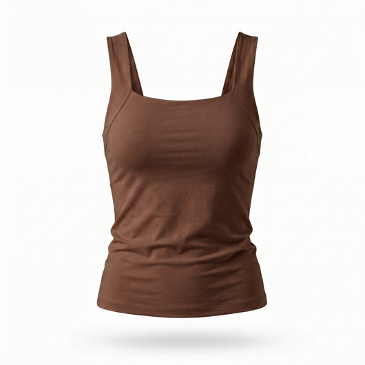 Débardeur à brassière intégrée belle SIMONE coloris café, maille extensible S à 6XL